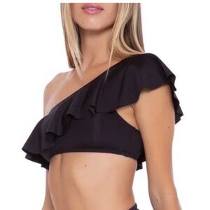 NWT Trina Turk asymmetrical swim bikini ruffle top